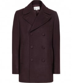 Reiss Roman Wool-rich Peacoat Cherry