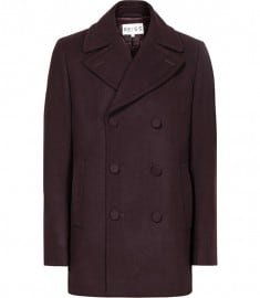 Reiss Roman Wool-rich Peacoat Cherry