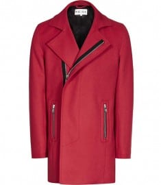 Reiss Outkast Concealed Zip Coat Red