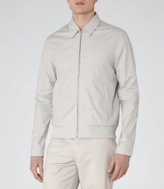 Reiss Rocco Check Harrington Jacket Grey