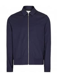 Reiss Rocco Check Harrington Jacket Navy