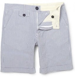Oliver Spencer Dawnay Striped Cotton-seersucker Shorts