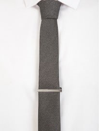 Burton Grey Textured Skinny Tie With Bar