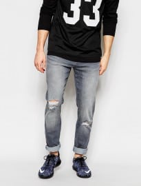 Waven Jeans Verner Skinny Fit Mid Grey Rip Repair