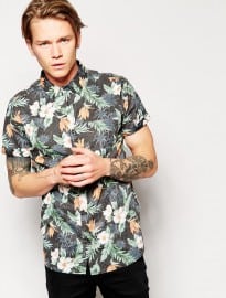 Arvust Floral Printed Shirt With Short Sleeves