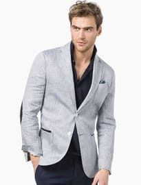 Massimo Dutti Herringbone Linen Blazer