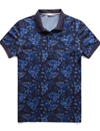 He By Mango Tropical Print Pique Polo Shirt
