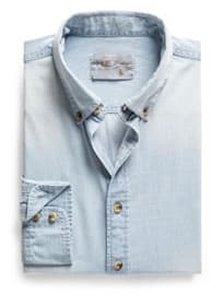 He By Mango Slim-fit Bleach Denim Shirt