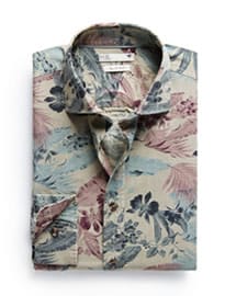 He By Mango Slim-fit Tropical Print Shirt