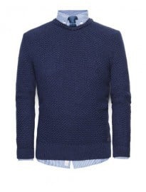 He By Mango Textured Knit Cotton Sweater
