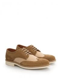He By Mango Suede And Canvas Brogue Blucher