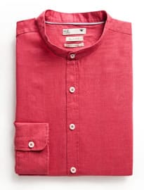 He By Mango Slim-fit Mao Collar Linen Shirt