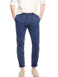 He By Mango Slim-fit Printed Garment-dyed Chinos