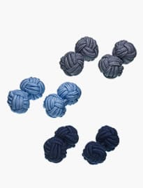 John Lewis Silk Knot Cufflinks Box Of 3 Light Blue/navy/grey