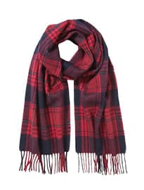 John Lewis Wool Large Check Scarf Red/navy