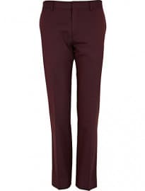 River Island Red Berry Contrast Slim Suit Trousers