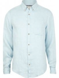 River Island Pale Blue Linen Long Sleeve Shirt