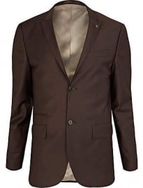 River Island Brown Skinny Suit Jacket