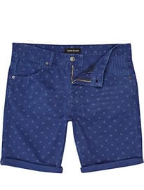 River Island Blue Ditsy Print Turn Up Shorts