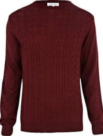 River Island Burgundy Lightweight Cable Knit Jumper