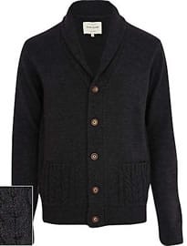River Island Dark Grey Cable Knit Pocket Cardigan
