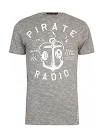 River Island Grey Friend Or Faux Pirate Radio T-shirt
