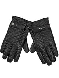 River Island Black Quilted Leather Ri Popper Gloves