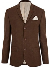 River Island Brown Skinny Suit Jacket