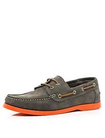 River Island Grey Contrast Bright Sole Boat Shoes