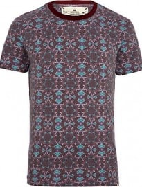 River Island Dark Grey Bellfield Abstract Print T-shirt