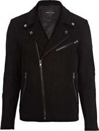 River Island Black Wool Smart Biker Jacket