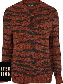River Island Orange Tiger Print Jumper