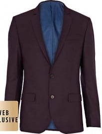 River Island Purple Slim Suit Jacket