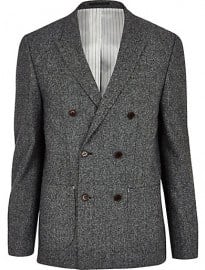 River Island Dark Grey Double Breasted Blazer