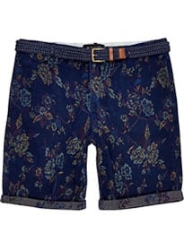 River Island Navy Floral Jacquard Turn Up Shorts