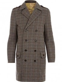 River Island Dark Green Holloway Road Tweed Check Coat