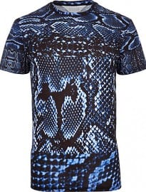 River Island Blue Systvm Snake Print T-shirt