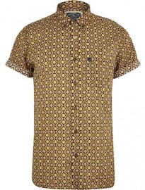 River Island Brown Holloway Road Geometric Print Shirt