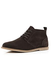 River Island Dark Brown Suede Desert Boots