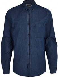 River Island Dark Wash Denim Shirt