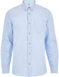 River Island Light Blue Long Sleeve Oxford Shirt