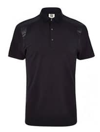 River Island Black Ri Studio Leather-look Panel Polo Shirt