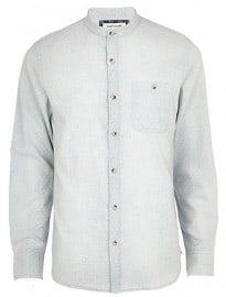 River Island Light Blue Polka Dot Print Grandad Shirt