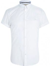 River Island White Stretch-cotton Short Sleeve Shirt