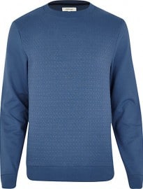 River Island Blue Geometric Jacquard Sweatshirt