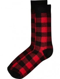 River Island Red Tartan Ankle Socks