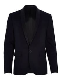 River Island Navy Leather-look Shawl Collar Blazer