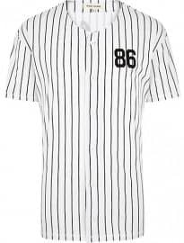 River Island White Stripe Button Through Baseball T-shirt