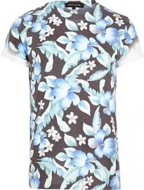 River Island Dark Grey Floral Print T-shirt