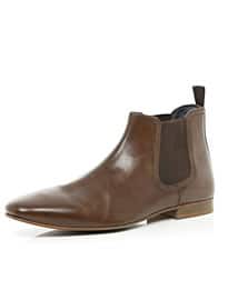 River Island Brown High Shine Buffed Chelsea Boots